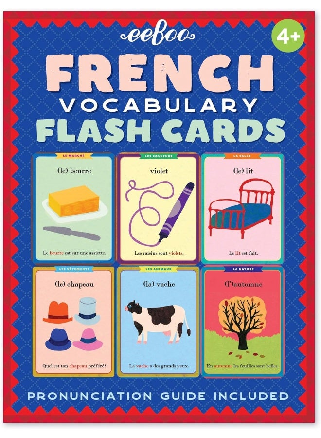 eeBoo: French Vocabulary Flash Cards, 56 Cards Included in The Set, Durable and Easy to Use, Pronunciation Guide Included, for Ages 4 and up - Image 1