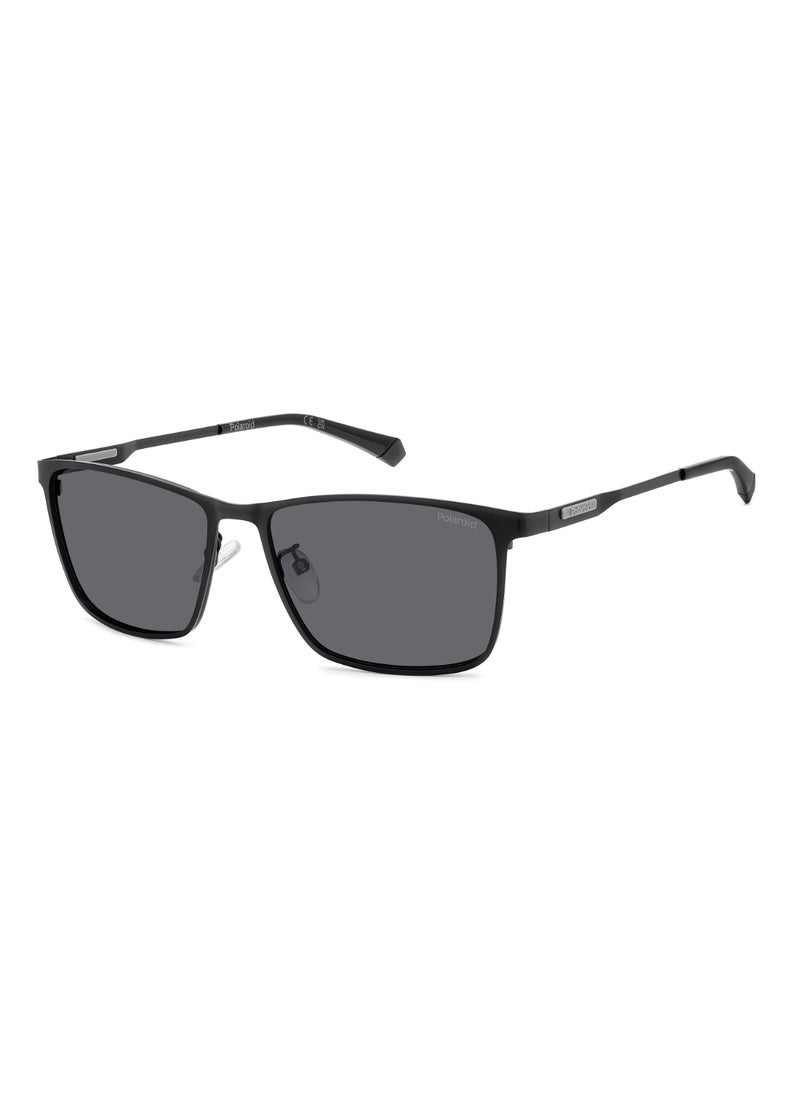 Polaroid - Men's Polarized Rectangular Shape Stainless Steel Sunglasses Pld 2159/G/S/X Grey 42 - Lens Size: 41.6 Mm - Mtt Black - Image 1