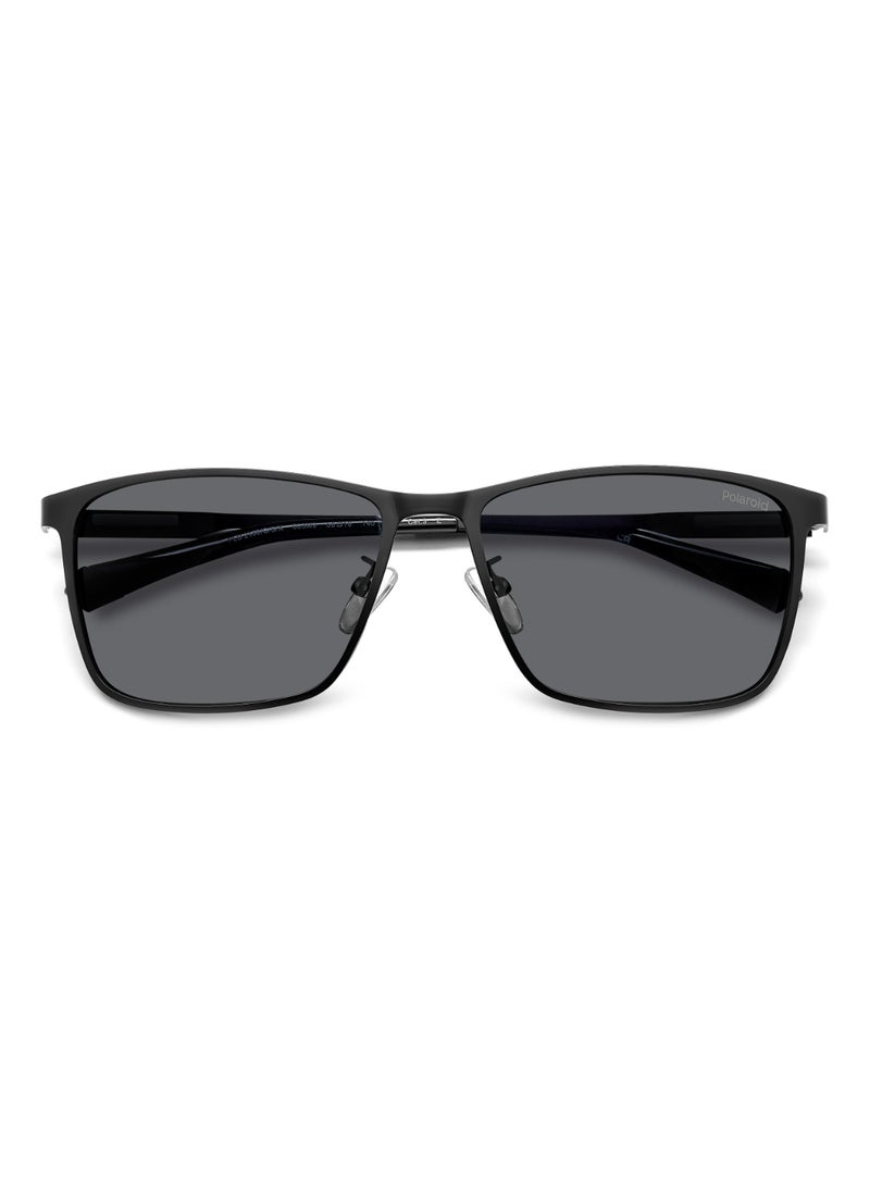 Polaroid - Men's Polarized Rectangular Shape Stainless Steel Sunglasses Pld 2159/G/S/X Grey 42 - Lens Size: 41.6 Mm - Mtt Black - Image 1