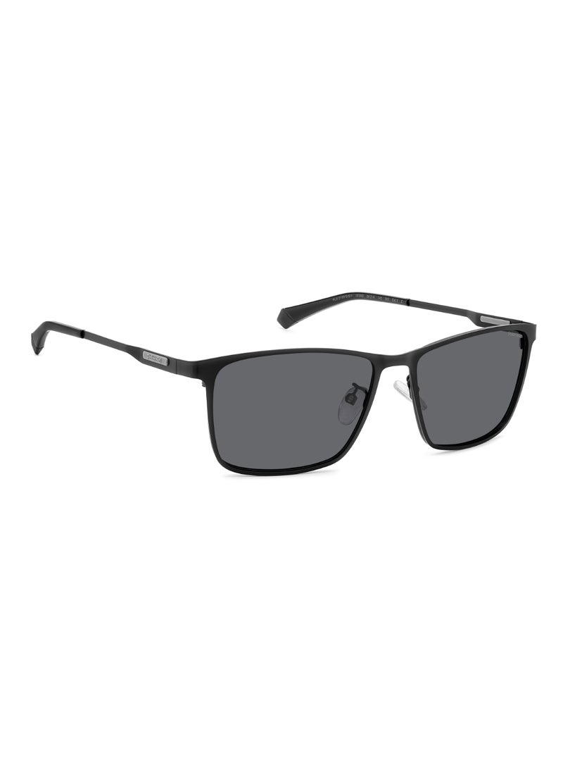 Polaroid - Men's Polarized Rectangular Shape Stainless Steel Sunglasses Pld 2159/G/S/X Grey 42 - Lens Size: 41.6 Mm - Mtt Black - Image 1