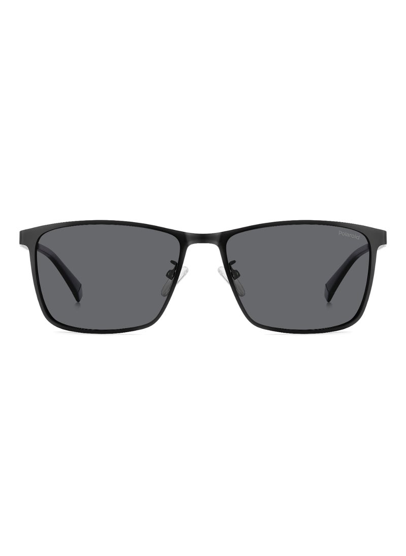 Polaroid - Men's Polarized Rectangular Shape Stainless Steel Sunglasses Pld 2159/G/S/X Grey 42 - Lens Size: 41.6 Mm - Mtt Black - Image 1