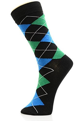 USBingoshop Mens Cotton Argyle Striped Solid Ribbed Black Crew Dress Socks(10-13, Multi Pack of 12) - Image 4