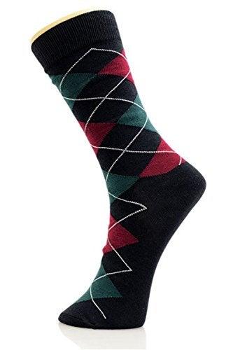 USBingoshop Mens Cotton Argyle Striped Solid Ribbed Black Crew Dress Socks(10-13, Multi Pack of 12) - Image 5