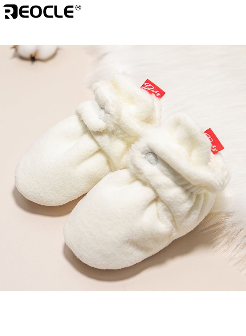 REOCLE Baby's Newborn Cotton Booties with Soft Sole Essential Baby Footies with Breathable Fabric for Infant Comfort - Image 1