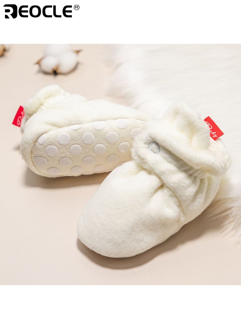 REOCLE Baby's Newborn Cotton Booties with Soft Sole Essential Baby Footies with Breathable Fabric for Infant Comfort - Image 3