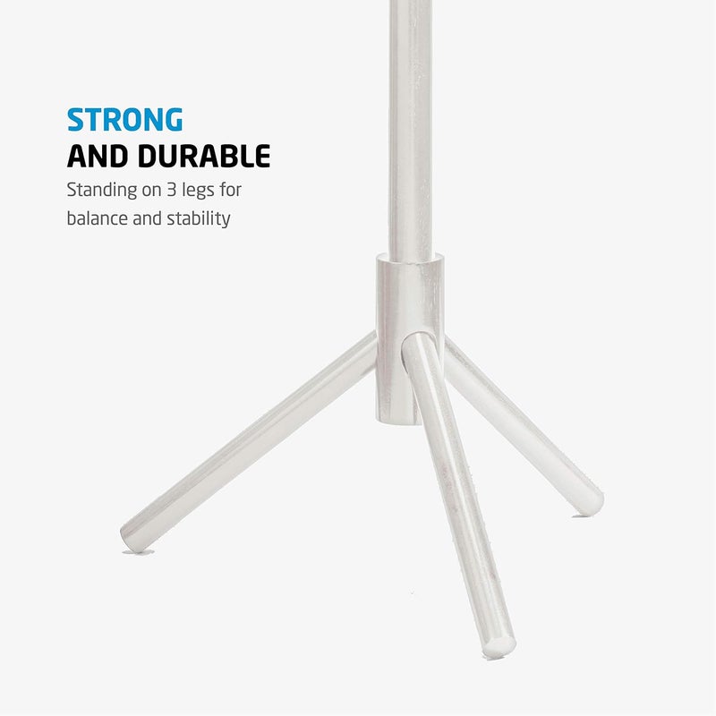 ZOBER Coat Rack Freestanding - Wooden 6 Hanger Clothing Rack with Modern Hooks for Bag, Hat, Jacket, Purse, Umbrella - Standing Hat Rack Coat Hanger for Entryway - White - Image 5