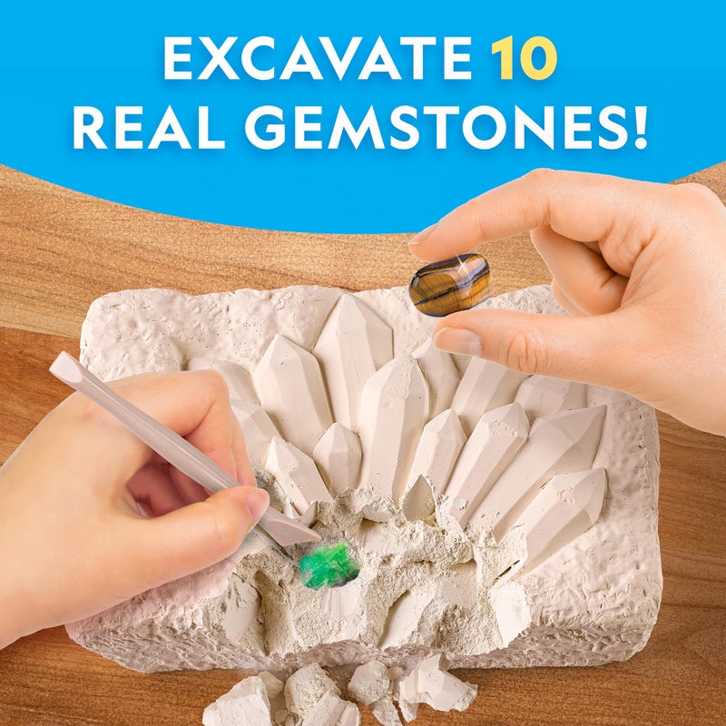 Blue Marble NATIONAL GEOGRAPHIC Gemstone Dig Kit – Dig Up 10 Real Gemstones and Crystals, Science Kit for Kids, Gem Digging Kit, Gift for Girls and Boys, Mining Kit, Rock Collection - Image 2