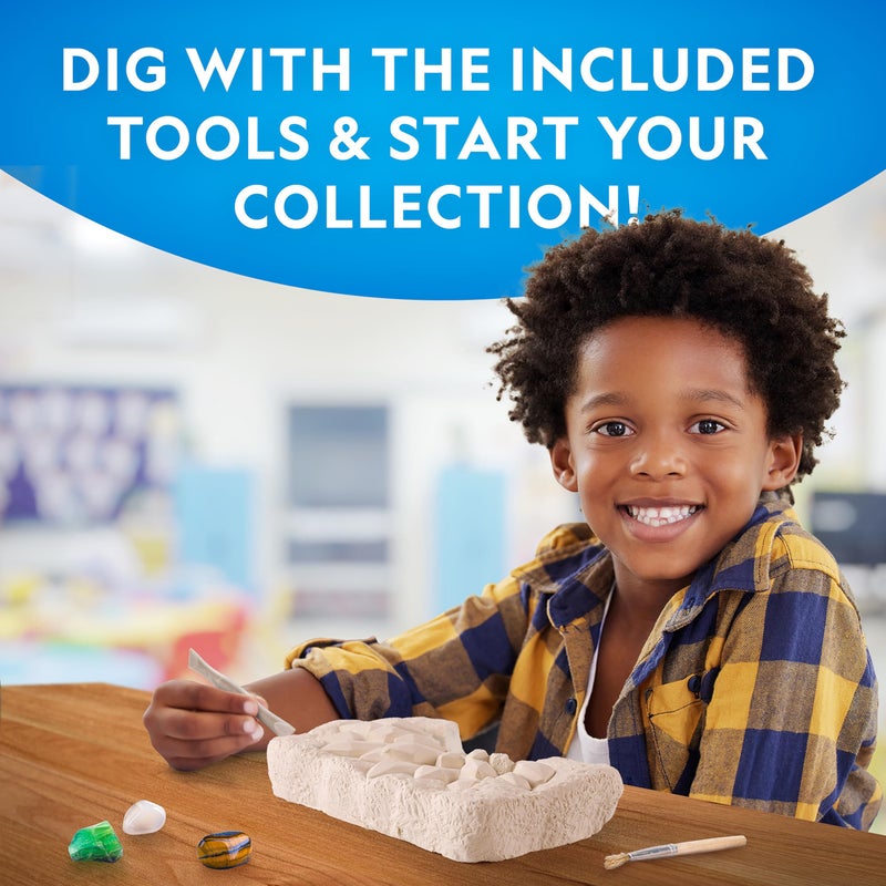 Blue Marble NATIONAL GEOGRAPHIC Gemstone Dig Kit – Dig Up 10 Real Gemstones and Crystals, Science Kit for Kids, Gem Digging Kit, Gift for Girls and Boys, Mining Kit, Rock Collection - Image 4