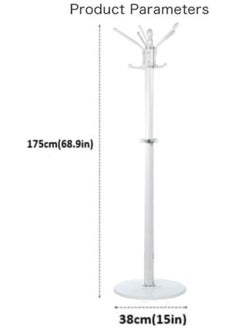 AL WADI FURNITURE AWF Al Wadi Furniture Metal Coat Rack Stand with Natural Marble Base,Coat Hanger, Free Standing Hall Tree with 14 Hooks for Hanging Scarf, Bag, Jacket, Home Entry-way Hat Organizer (White)  - Image 2