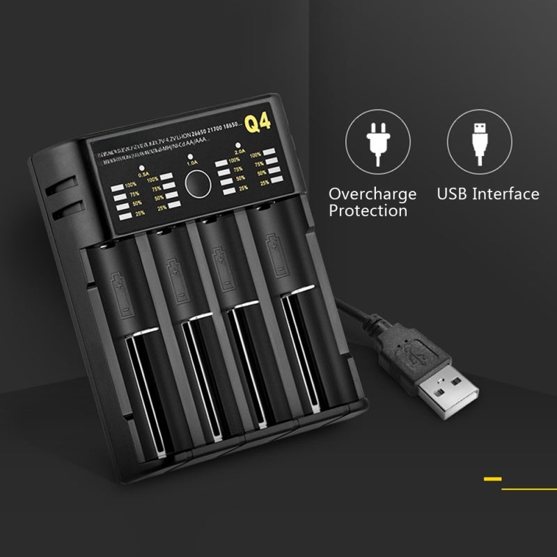 Yonii 3.7V Battery Charger USB 4 Slots Independent Retractable Design - Compatible with 21700 26650 18650 16340 AA AAA C SC A F6 for Wide Range Lithium Ni-MH Batteries - Image 5