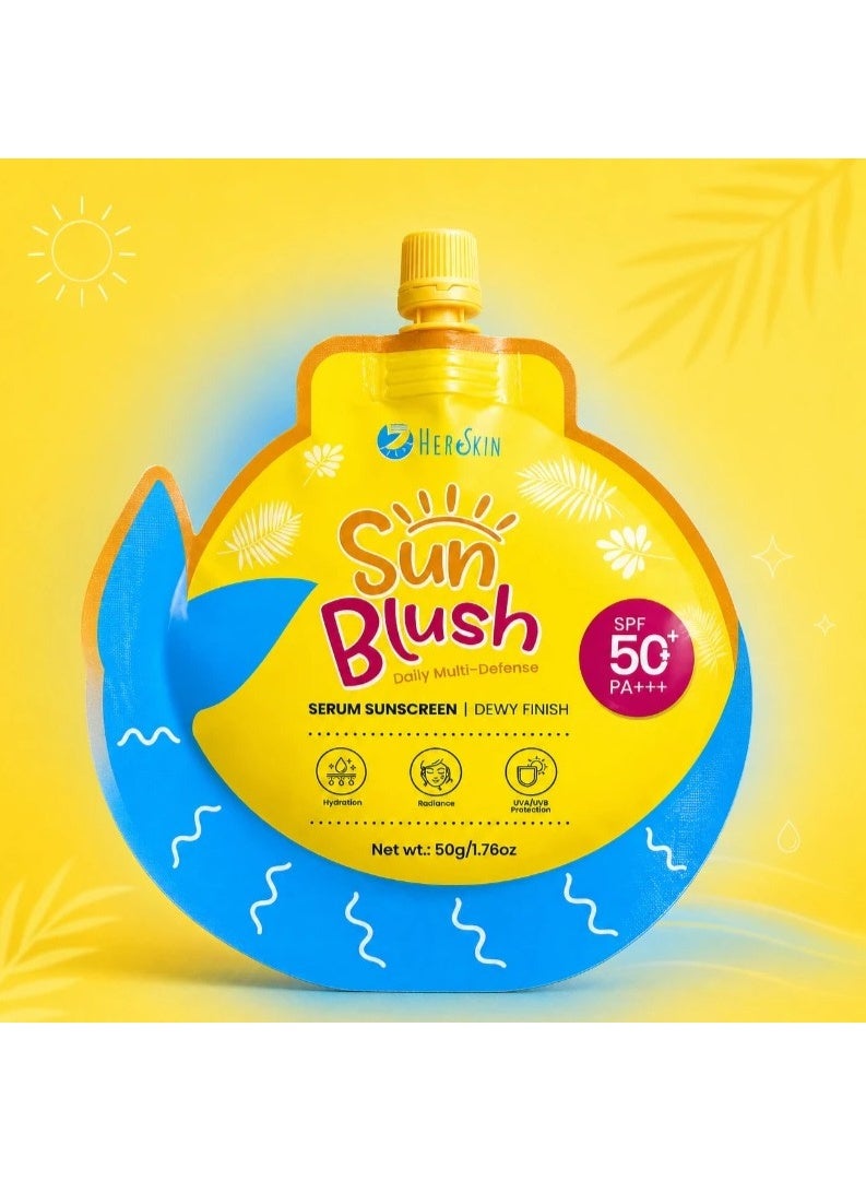 Her Skin Sun Blush Serum Sunscreen 50g | SPF 50 PA+++ Broad Spectrum Protection with Dewy Glow - Image 4
