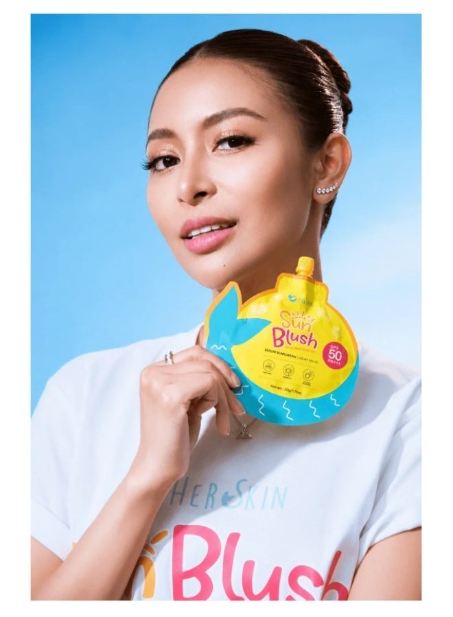 Her Skin Sun Blush Serum Sunscreen 50g | SPF 50 PA+++ Broad Spectrum Protection with Dewy Glow - Image 3