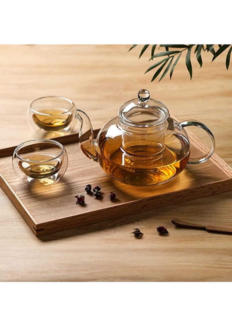 تيلاند إبريق شاي زجاجي مقاوم للحرارة آمن للغسل في غسالة الأطباق مع مصفاة زجاجية قابلة للإزالة لصنع الشاي والشاي السائب (0.8 لتر) - Image 3