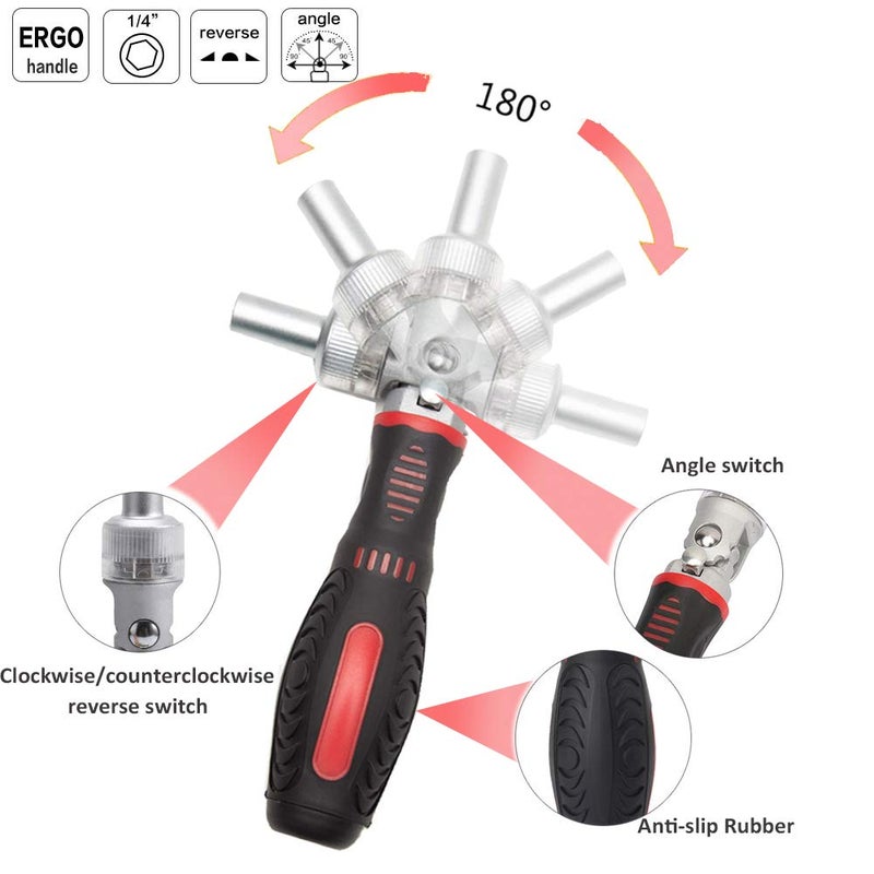 JENABOM 61 in 1 Ratcheting Screwdriver Set, Magnetic Screwdriver Bit Set with Rotatable Ratchet Handles, Sockets & Bits, Household Repair Tool Kits for Computers, Electronic Devices, Furniture - Image 3