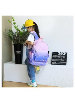SUNSTAR New 3-piece cute functional backpack set with printed patterns, large capacity backpack, shoulder bag, and pencil case, suitable for children/girls and boys, dark purple/pink  - Image 4