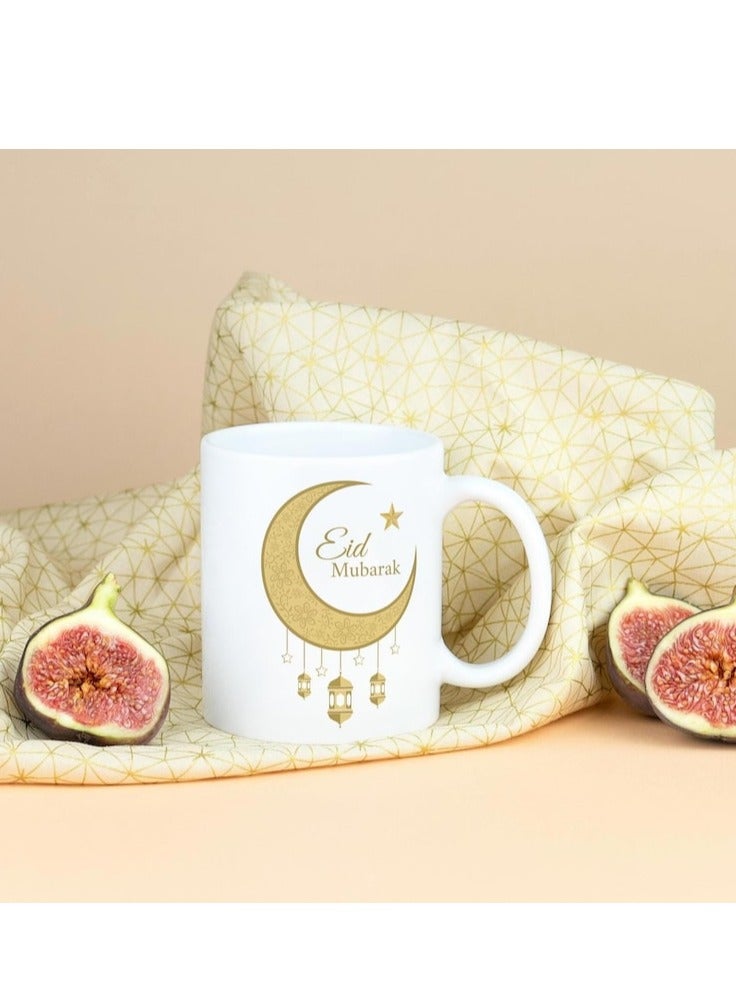 RYN Eid Mubarak Mug - Islamic Coffee Mug with Crescent Moon - Ceramic Gift for Eid al-Fitr or Ramadan - Image 1