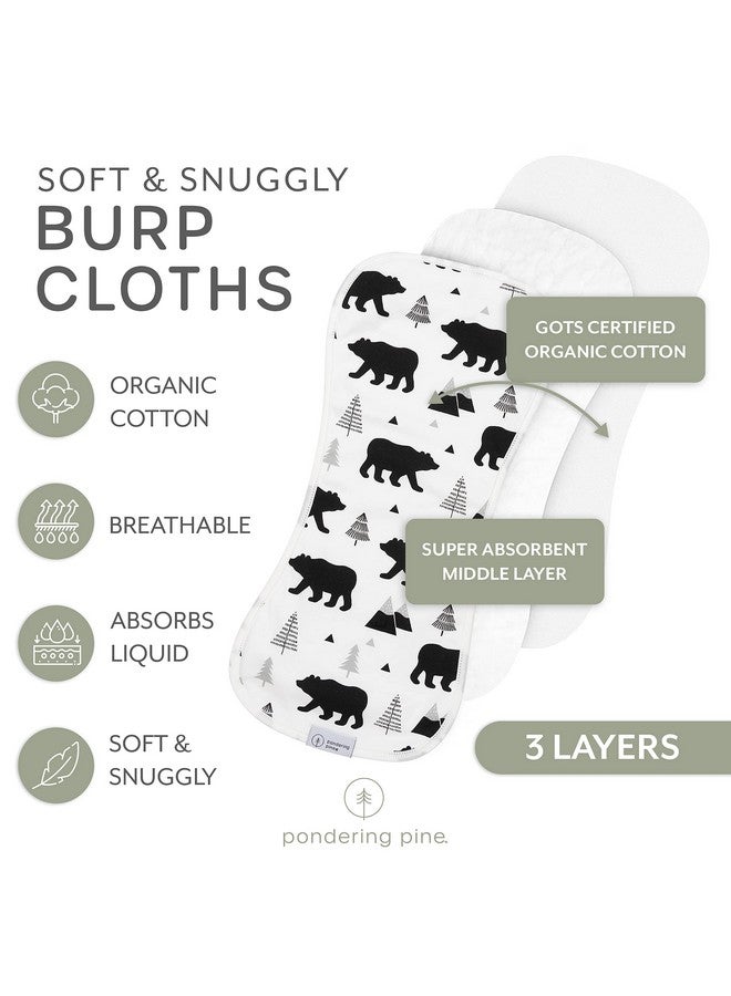 Pondering Pine Organic Burp Cloths for Baby Boys and Girls with Bag - XLarge Absorbent Burping Clothes, Newborn Towel, Milk Spit Up Rags, Burpy Cloth Bib for Unisex, Boy, Girl, Baby Bear Woodland, 4 Pack - Image 2