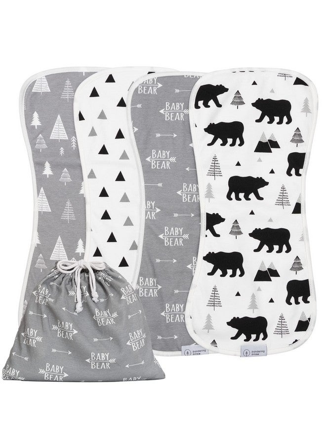 Pondering Pine Organic Burp Cloths for Baby Boys and Girls with Bag - XLarge Absorbent Burping Clothes, Newborn Towel, Milk Spit Up Rags, Burpy Cloth Bib for Unisex, Boy, Girl, Baby Bear Woodland, 4 Pack - Image 1