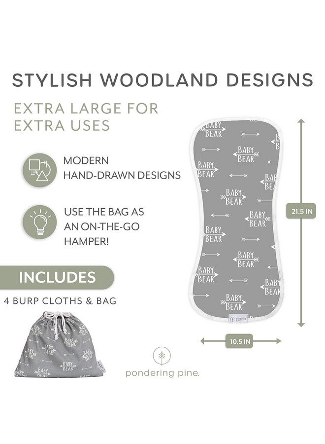 Pondering Pine Organic Burp Cloths for Baby Boys and Girls with Bag - XLarge Absorbent Burping Clothes, Newborn Towel, Milk Spit Up Rags, Burpy Cloth Bib for Unisex, Boy, Girl, Baby Bear Woodland, 4 Pack - Image 5