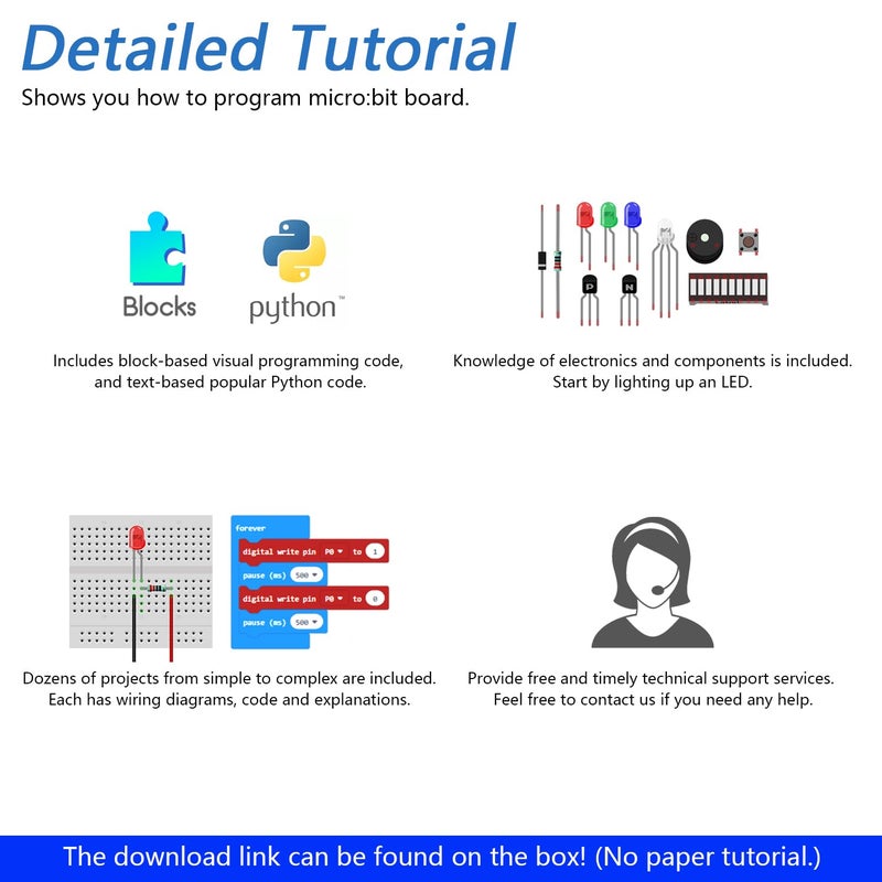 Freenove Ultimate Starter Kit for BBC micro:bit (V2 Included), 316-Page Detailed Tutorial, 225 Items, 44 Projects, Blocks and Python Code - Image 5