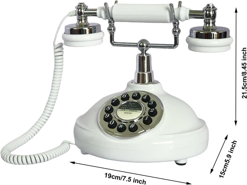 TelPal Retro Corded Landline Phone, White Classic Vintage Old Fashion Telephone for Home & Office, Wired Antique Home Phone Gift for Seniors (Push Button) - Image 4
