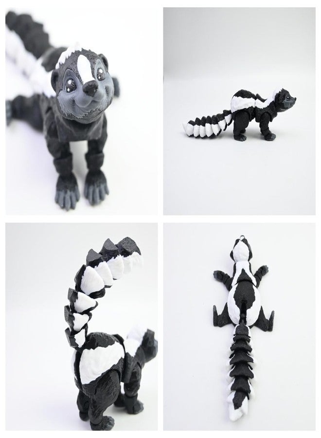 VUNDO 3D Printed Skunk, 3D Printed Animals, Full Articulated Flexible Fidget Toys for Desk Décor - Grey - Small - 6Inch - Image 3