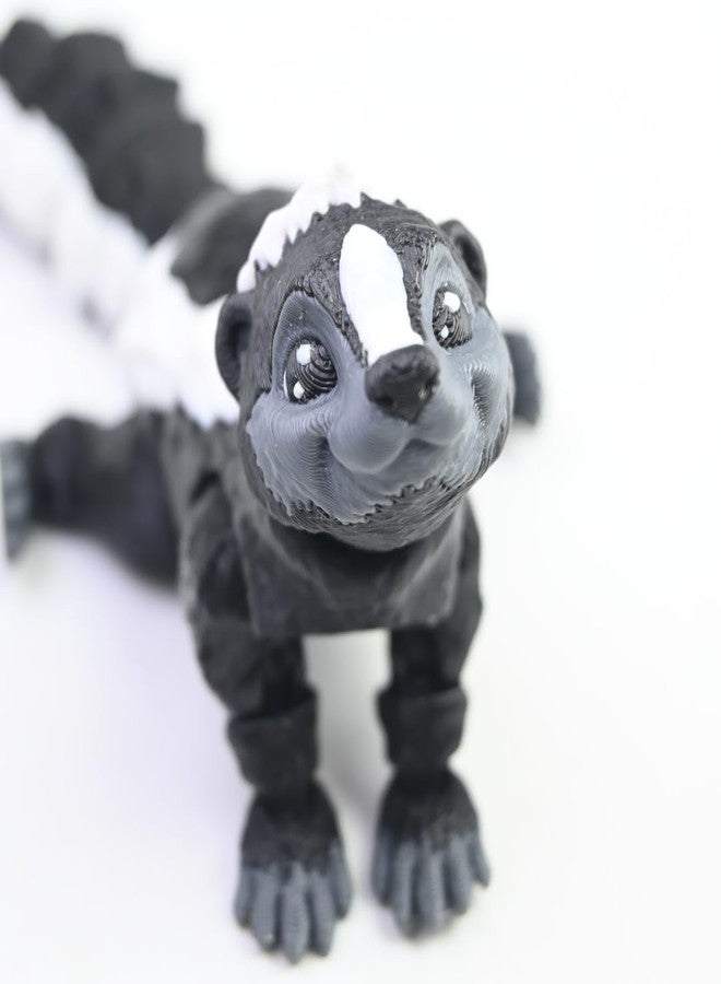 VUNDO 3D Printed Skunk, 3D Printed Animals, Full Articulated Flexible Fidget Toys for Desk Décor - Grey - Small - 6Inch - Image 1