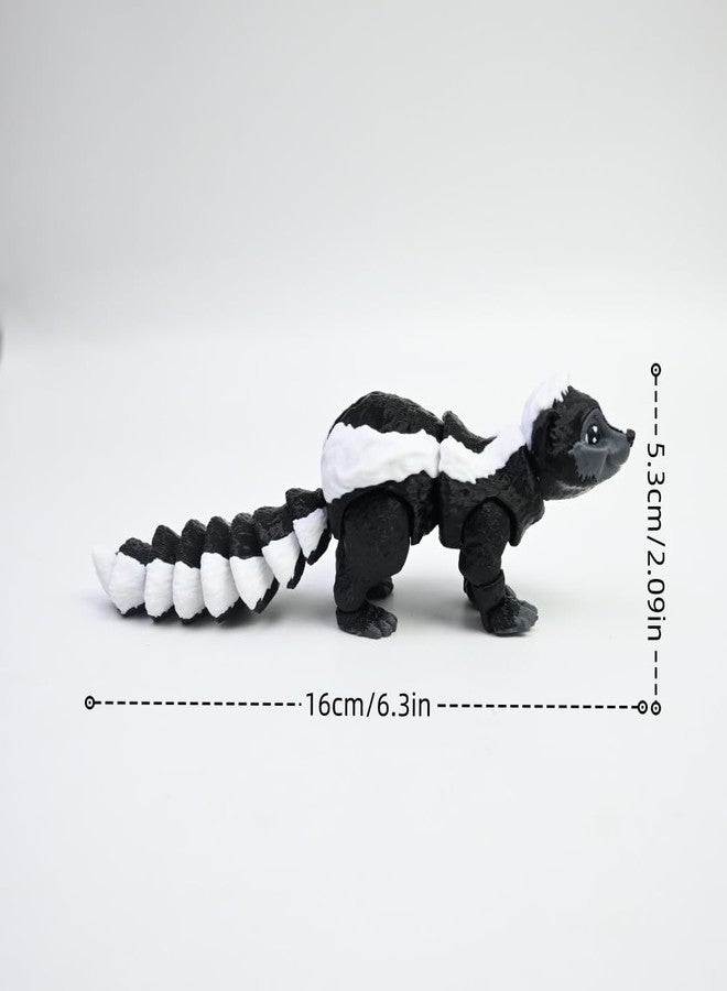 VUNDO 3D Printed Skunk, 3D Printed Animals, Full Articulated Flexible Fidget Toys for Desk Décor - Grey - Small - 6Inch - Image 2