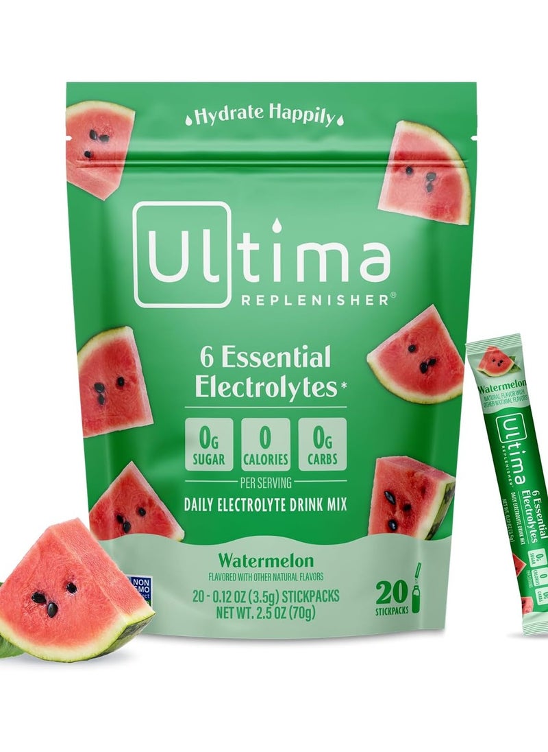 Ultima Replenisher Replenisher 6 Essential Electrolytes* Watermelon 20 Stickpacks each 0.12 oz Packaging May Vary  - Image 1