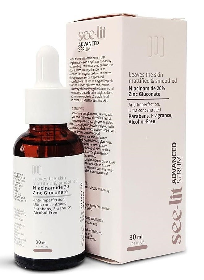 MEDINZA - SEE-LIT - Lit Advanced Serum Niacinamide 20% Zinc Gluconate 30ml - Image 1