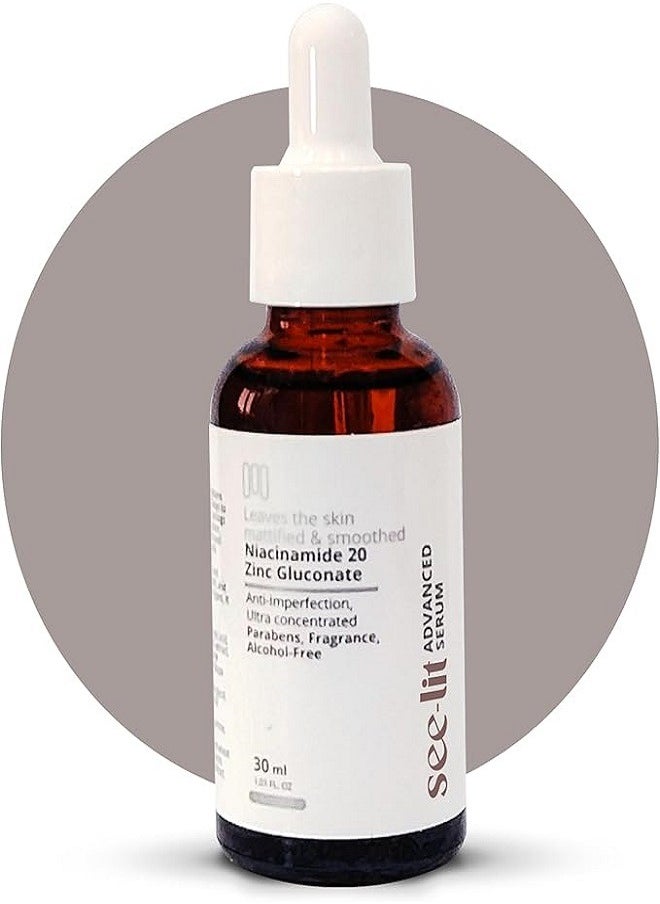 MEDINZA - SEE-LIT - Lit Advanced Serum Niacinamide 20% Zinc Gluconate 30ml - Image 1