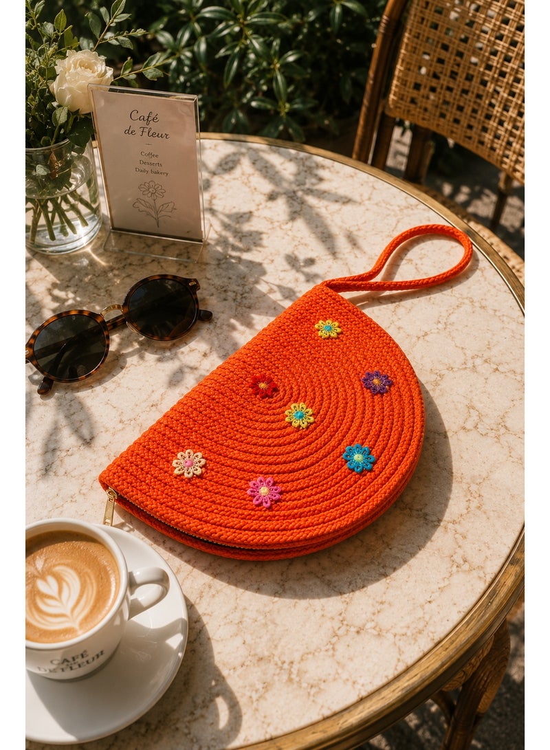 Sunny Bloom Straw Clutch Bag - Image 3