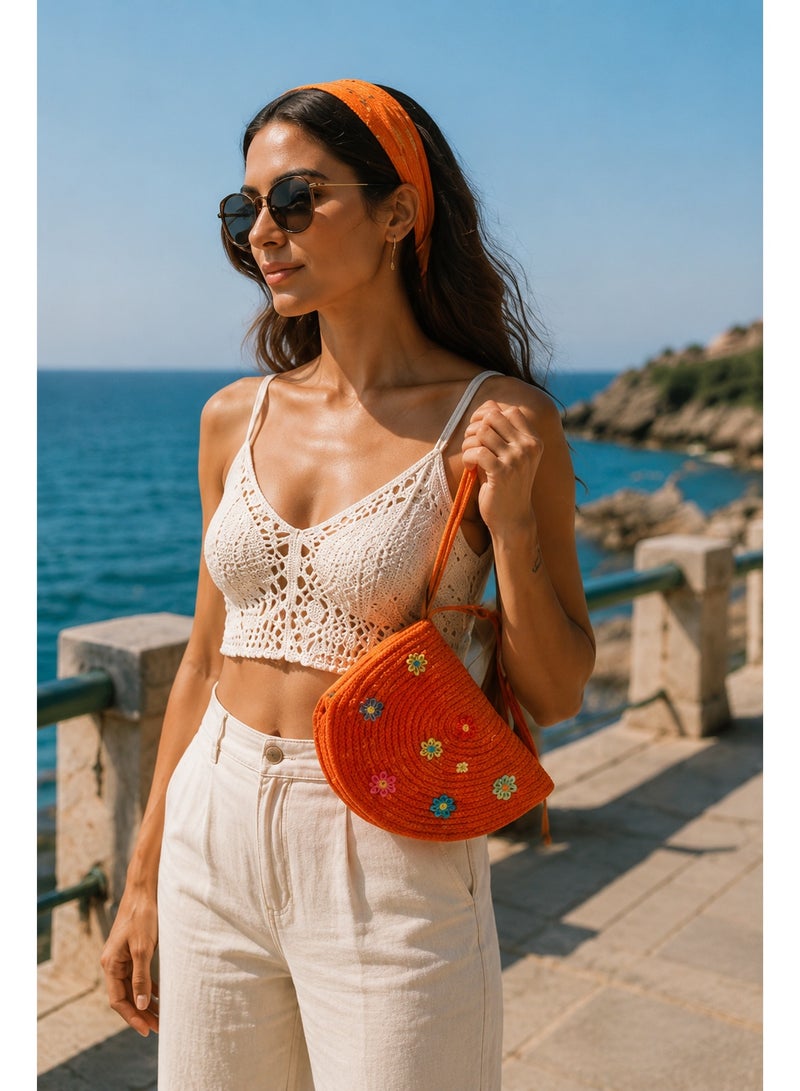 Sunny Bloom Straw Clutch Bag - Image 4