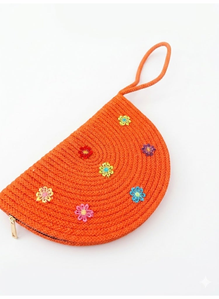 Sunny Bloom Straw Clutch Bag - Image 1