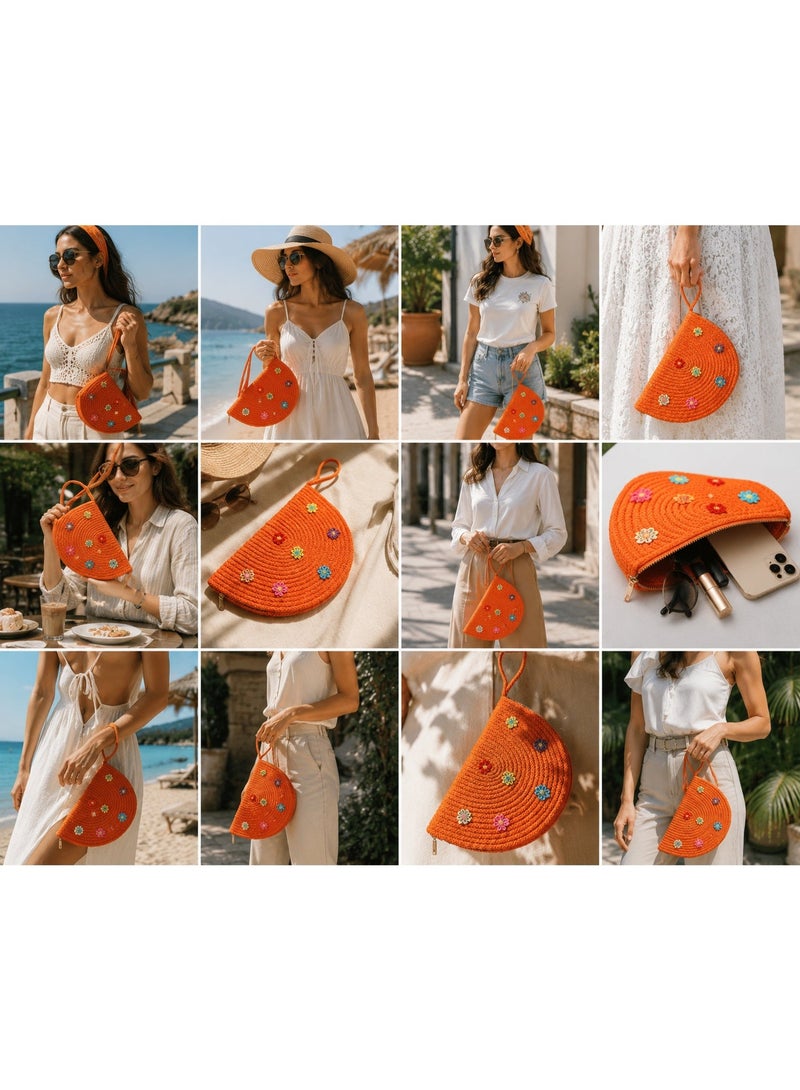 Sunny Bloom Straw Clutch Bag - Image 2