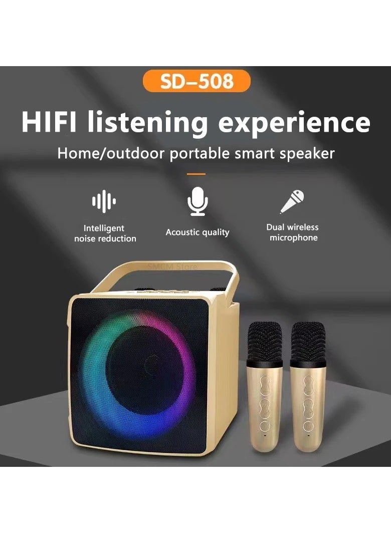 SDRD SD-508 Home KTV Outdoor Portable Bluetooth Speaker with Dual Wireless Microphones  - Image 2
