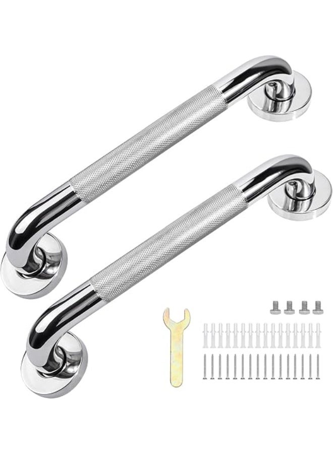 2 PCS Bathroom Grab Bars Handle, 30cm Anti Slip Grab Bars, Chrome SUS 304 Stainless Steel Bathroom Shower Handles,Safety Hand Rail Support, Grab Bars for Senior Handicap Elderly Injury - Image 1
