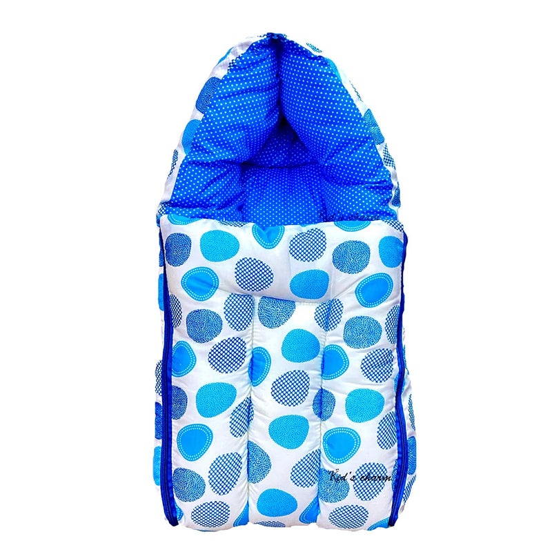 Infans Mini Ovally Mega 3 in 1 Babys Cotton Bed Cum Carry Bed Printed Baby Sleeping BagBaby BedInfant Portable for Unisex Easily Portable Light Weight Carry for New Born 48 Months OldBlue - Image 1