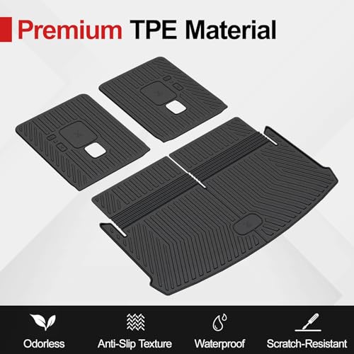 HOUCLEMIC Cargo Mat for 2021-2025 2026 Jeep Grand Cherokee L, All Weather TPE Rear Cargo Liner Trunk Mat with 3rd Row Seatback Cover for Jeep Grand Cherokee L Accessories - Image 4