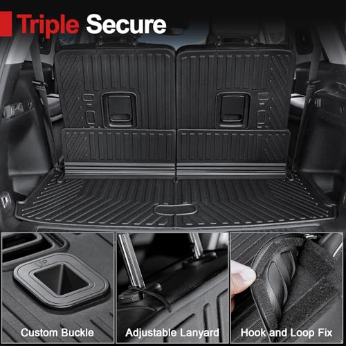 HOUCLEMIC Cargo Mat for 2021-2025 2026 Jeep Grand Cherokee L, All Weather TPE Rear Cargo Liner Trunk Mat with 3rd Row Seatback Cover for Jeep Grand Cherokee L Accessories - Image 3