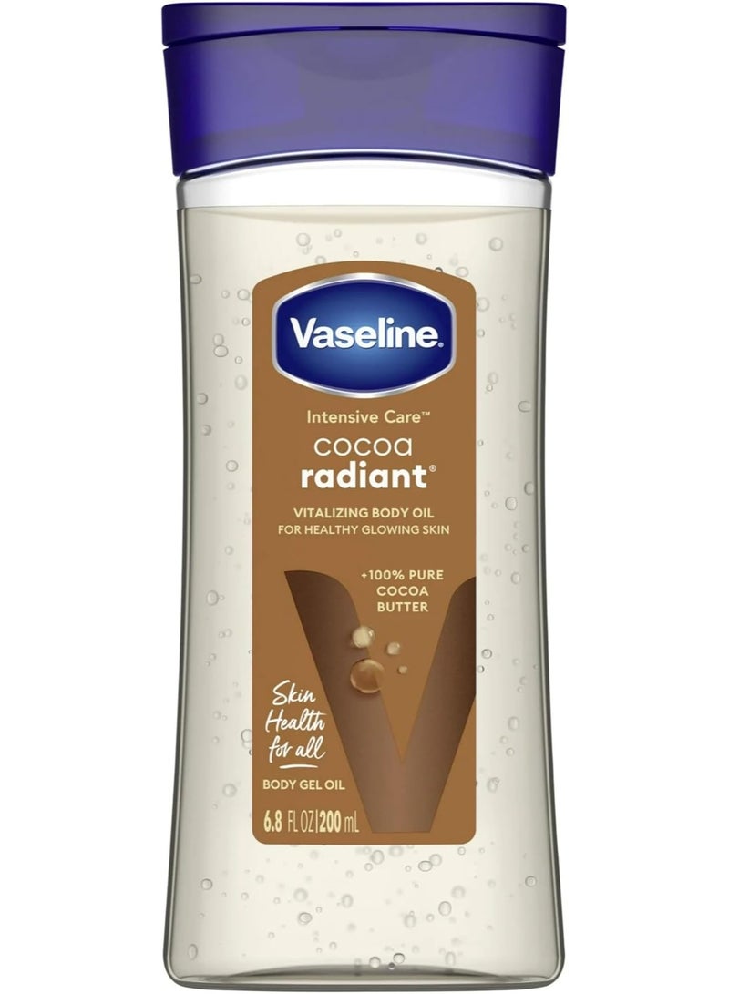 Vaseline Radiant Cocoa Body Oil Gel for Intensive Care with Pure Butter - Moisturizes and Brightens the Body - Deep Hydration and Healthy Glow - 200ml - Image 1