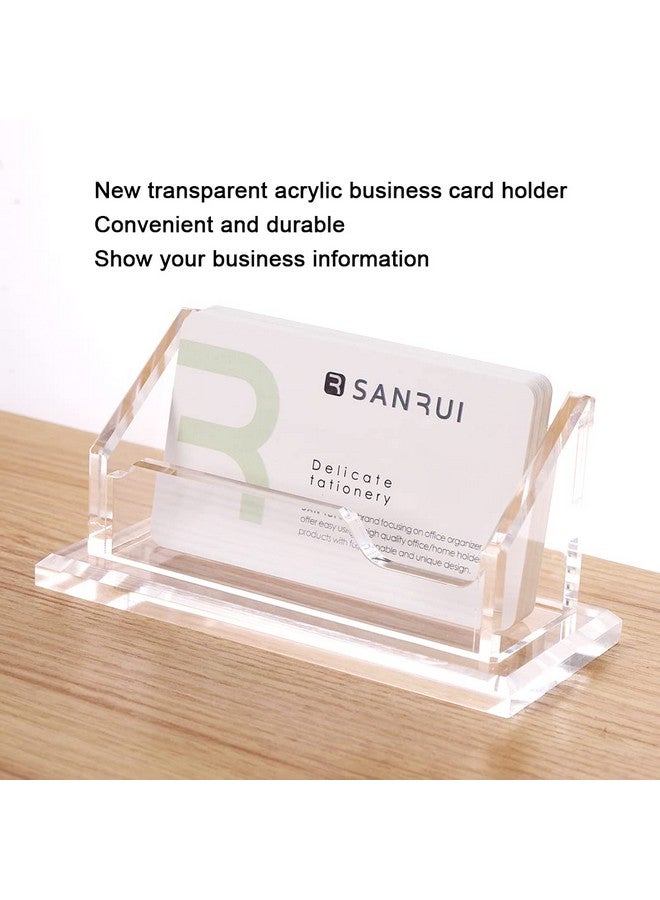 SANRUI Hezong Business Card Holder, Clear Acrylic Business Card Display Stand For Desk -1 Slot Horizontal Placement 1 Pack (1 Slot-H) - Image 2