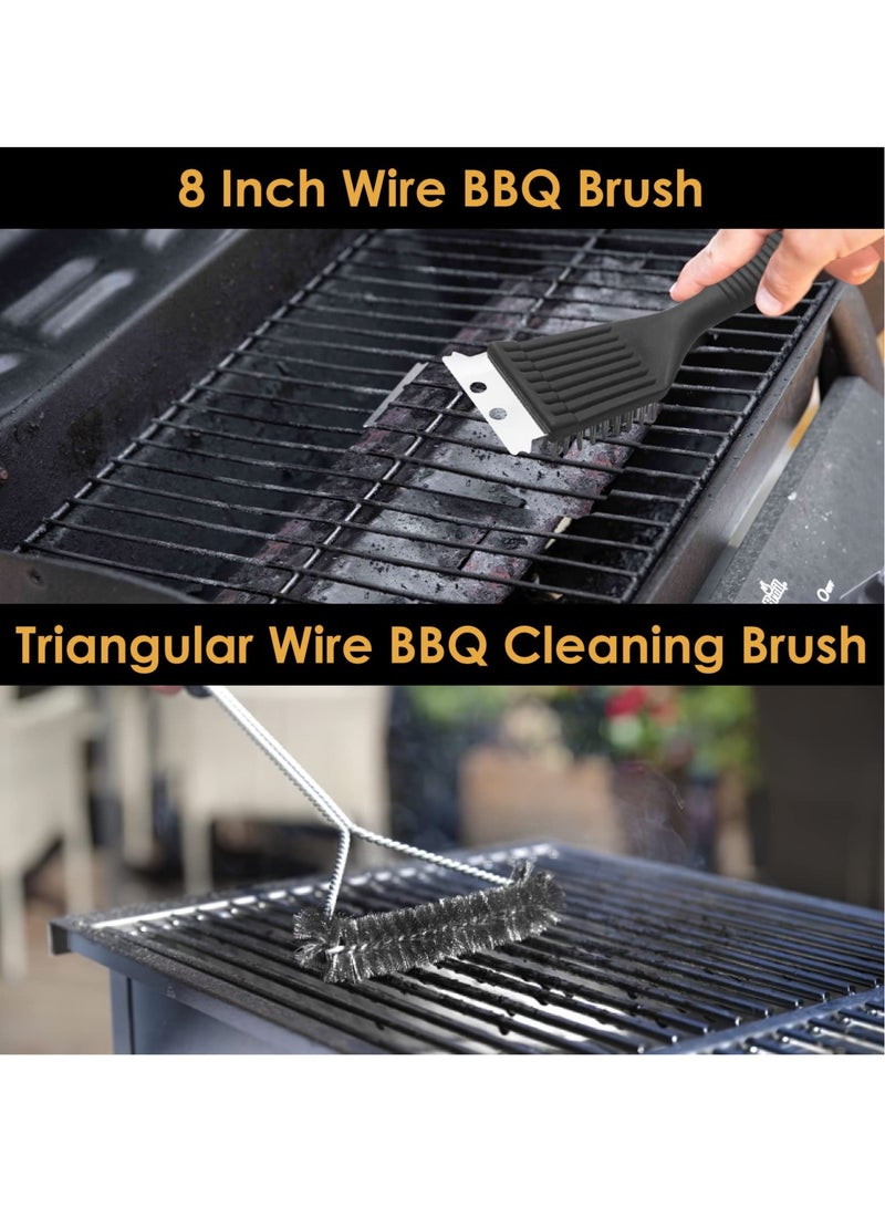 SYOSI Grill Cleaning Brush 2 Pack Triangle Metal Bristles Cleaner with Scraper and Long Handle Stainless Grill Grate Cleaner Perfect for All Grilling Tools  - Image 5