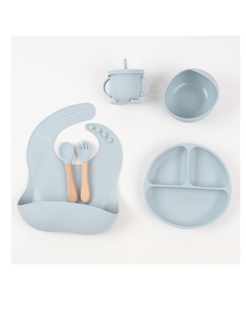 ميكسد مجموعة تغذية الطفل المتينة 6 قطعة ، وغسالة صحون آمنة BPA مجانية أدت الإمدادات للتفكيك للأطفال الصغار مع السيليكون Bib ، كوب Sippy ، الشوك ، الملعقات ، وعاء امتصاص واللوحة - Image 1