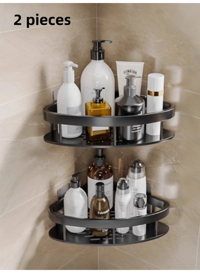 2-Piece No Drilling Stainless Steel Bathroom Shower Shelf Floating Shelves Corner shelf triangular - Image 1