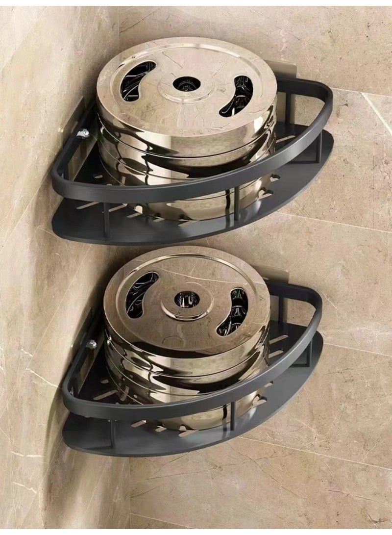 2-Piece No Drilling Stainless Steel Bathroom Shower Shelf Floating Shelves Corner shelf triangular - Image 2