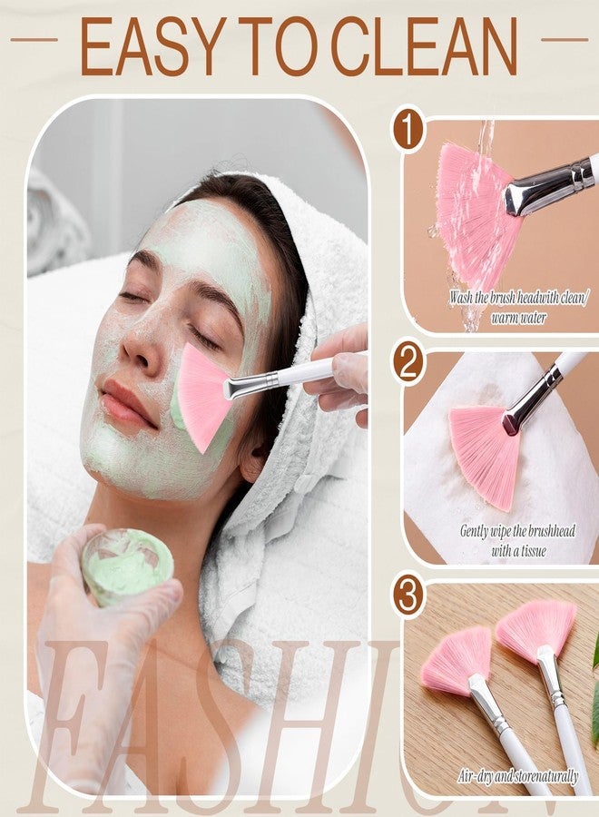 مجموعة من 12 فرشاة للوجه وفرشاة تجميل، فرش ناعمة لتطبيق قناع الوجه، أدوات مكياج، فرشاة لطيفة لقناع الوجه للبشرة الحساسة، للاستخدام في المنتجعات الصحية والمنزل (أبيض ووردي) - Image 3