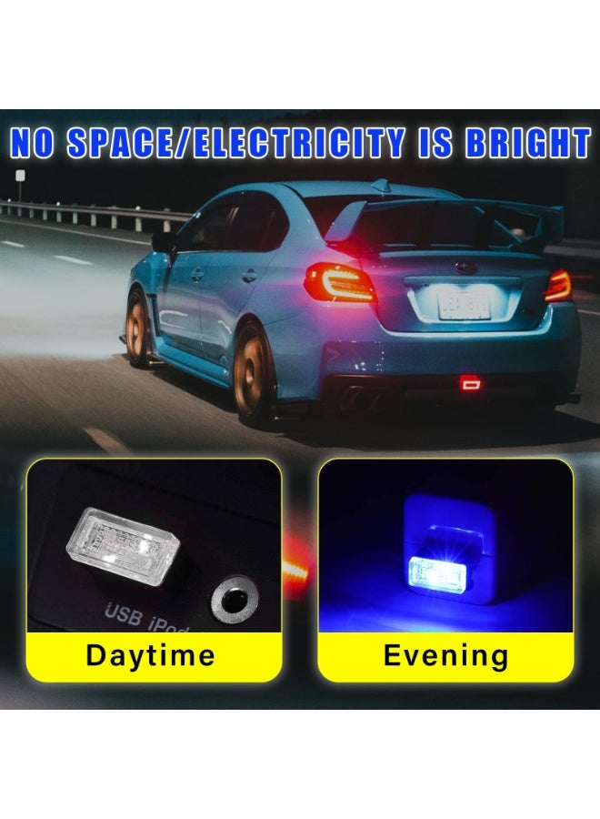 4 قطع إضاءة USB LED للداخلية السيارة، إضاءة ليلية USB زخرفية، مجموعة إضاءة منزليّة محمولة، إكسسوارات داخلية سيارات عامة تناسب معظم السيارات، باللون الأزرق - Image 4