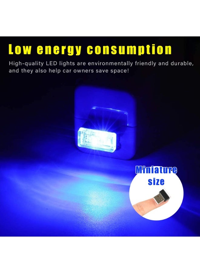 4 قطع إضاءة USB LED للداخلية السيارة، إضاءة ليلية USB زخرفية، مجموعة إضاءة منزليّة محمولة، إكسسوارات داخلية سيارات عامة تناسب معظم السيارات، باللون الأزرق - Image 5