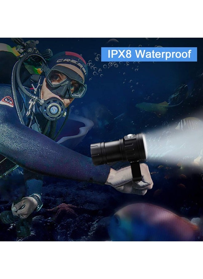 EECOO Diving Flashlight, 18000 Lumen Ipx8 Waterproof Diving Torch Scuba Dive Lights 500M 7Modes 120 Degree Wide Beam Angle Underwater Led Flashlight For Outdoor Under Water Sports  - Image 5